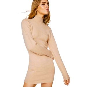 NWT Nasty Gal High Neck Knitted Chain Back Mini Dress